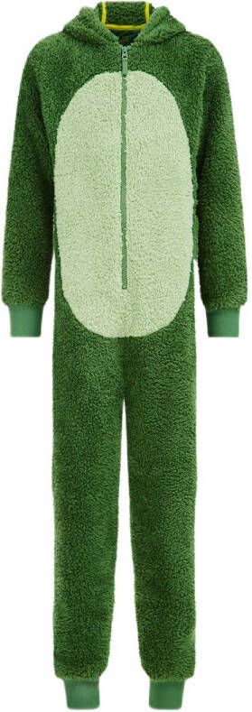 WE Fashion teddy onesie groen Meerkleurig 134 140