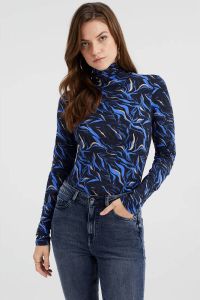 WE Fashion top met all over print blauw