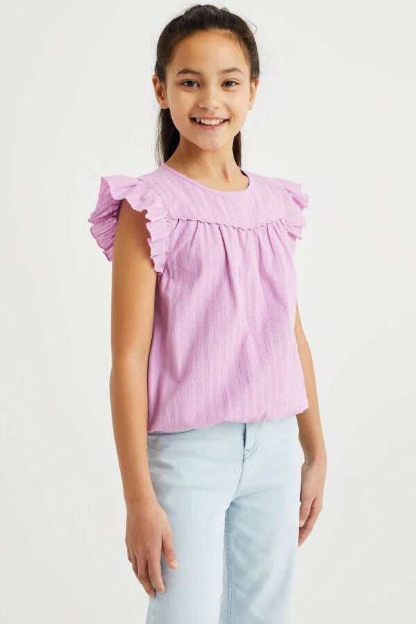 WE Fashion top met ruches roze