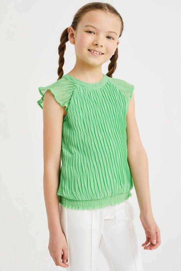 WE Fashion top van gerecycled polyester groen
