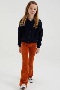 WE Fashion velours flared broek oranje