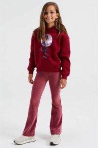 WE Fashion velours flared broek oudroze