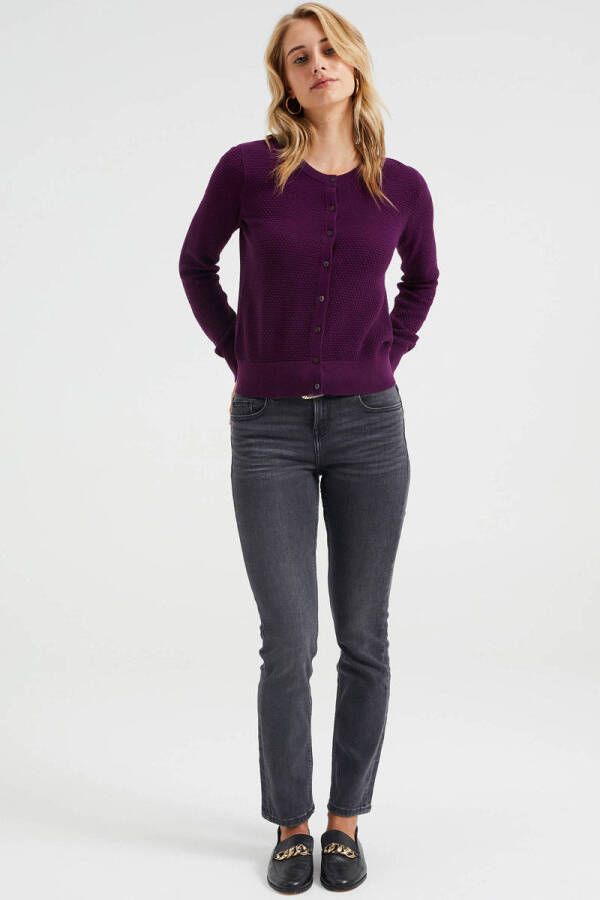 WE Fashion vest met textuur aubergine