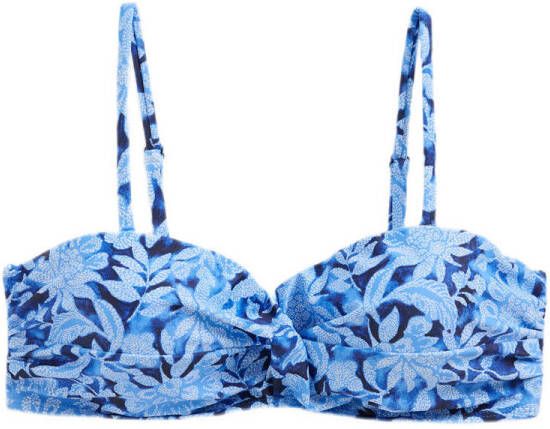 WE Fashion voorgevormde strapless bandeau bikinitop blauw donkerblauw