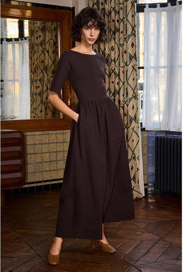 WE Fashion A-lijn jurk donkerbruin - Foto 2