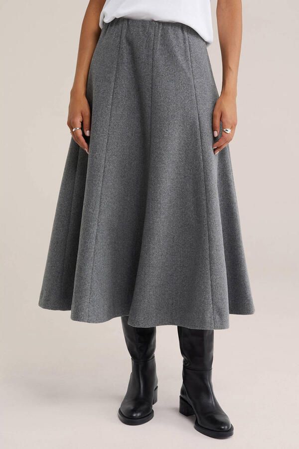 WE Fashion A-lijn midi rok grijs
