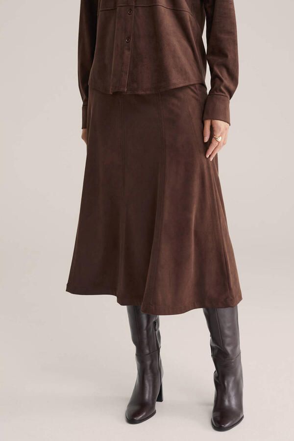 WE Fashion A-lijn rok donkerbruin