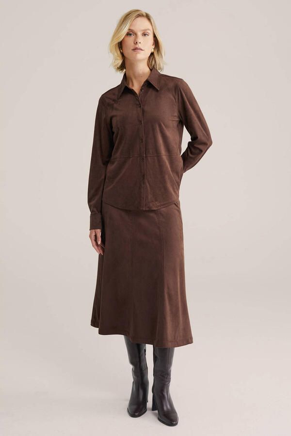 WE Fashion A-lijn rok donkerbruin - Foto 3