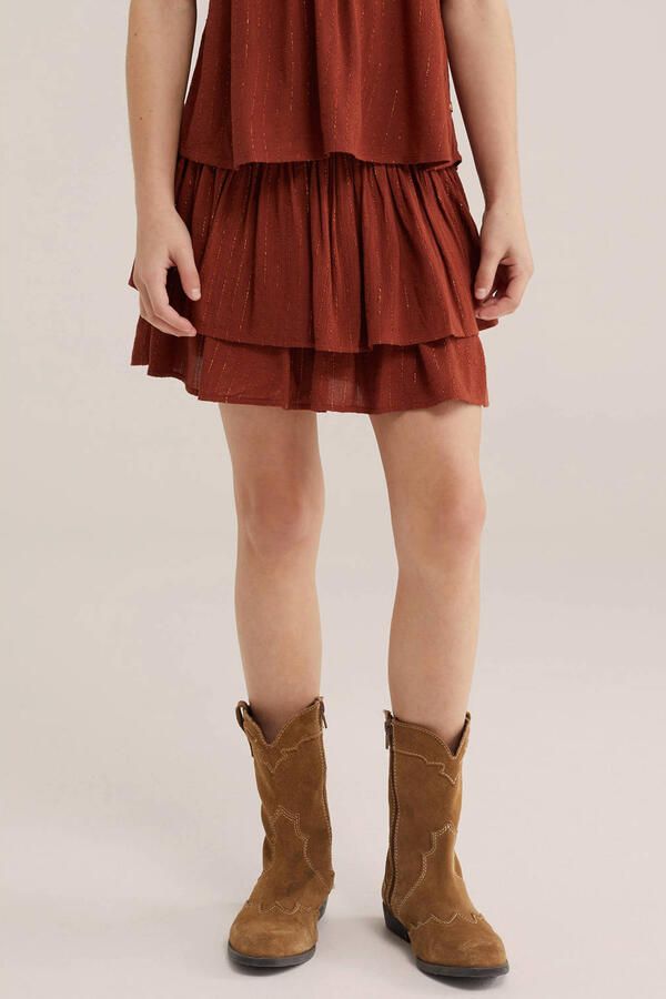 WE Fashion A-lijn rok met glitter donkerrood