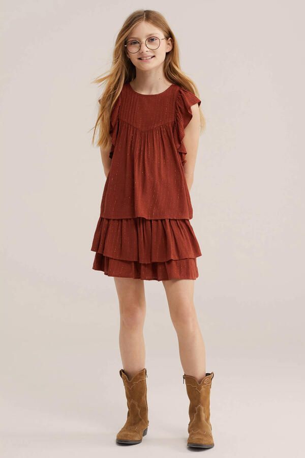 WE Fashion A-lijn rok met glitter donkerrood - Foto 2