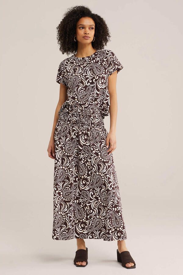 WE Fashion A-lijn rok met paisley print bruin - Foto 2