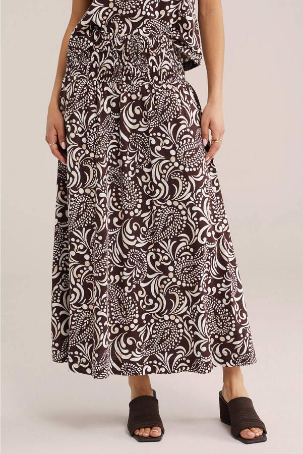 WE Fashion A-lijn rok met paisley print bruin