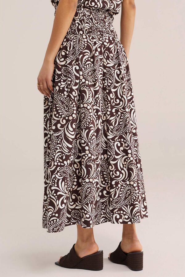 WE Fashion A-lijn rok met paisley print bruin - Foto 3