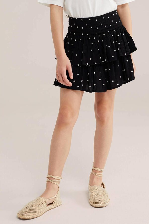 WE Fashion A-lijn skort met stippen zwart