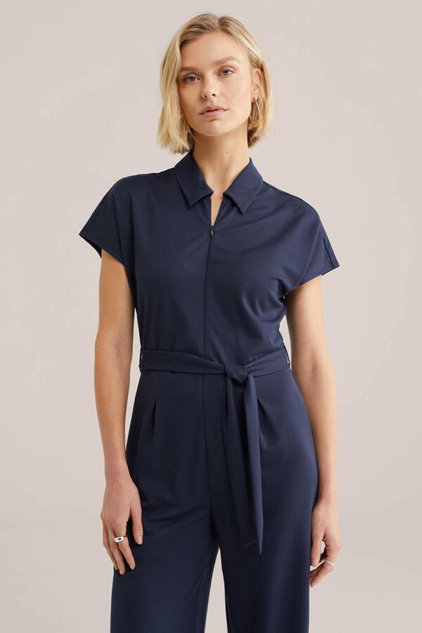 WE Fashion Aansluitend jumpsuit donkerblauw