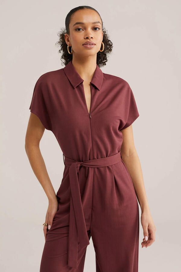 WE Fashion Aansluitend jumpsuit donkerrood - Foto 2