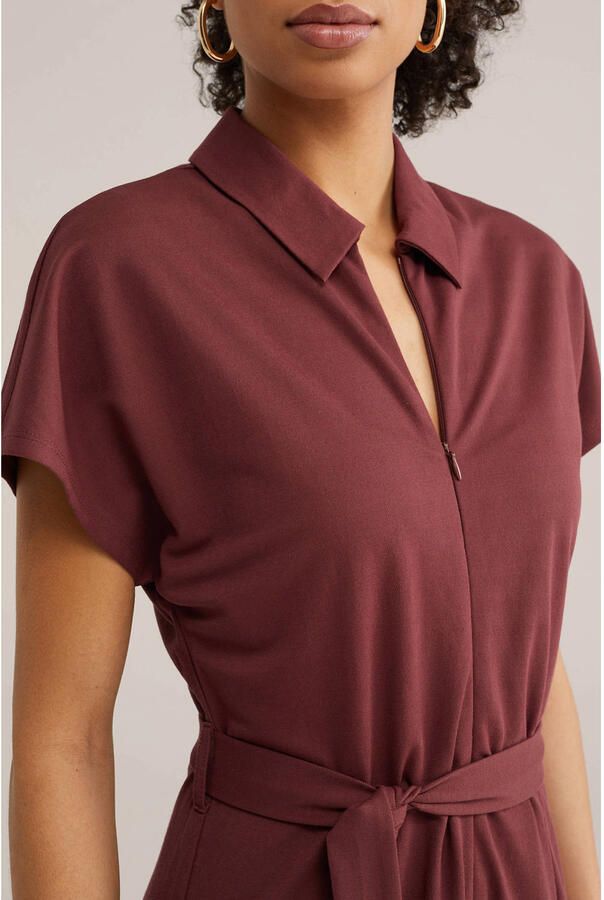 WE Fashion Aansluitend jumpsuit donkerrood