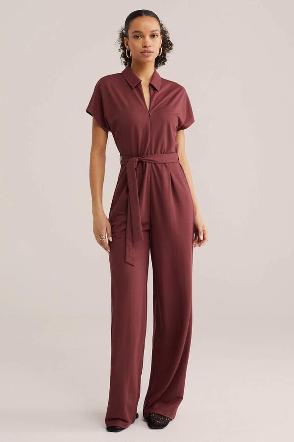 WE Fashion Aansluitend jumpsuit donkerrood - Foto 3