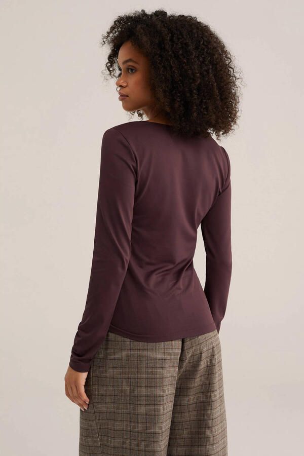 WE Fashion aansluitende top aubergine - Foto 3