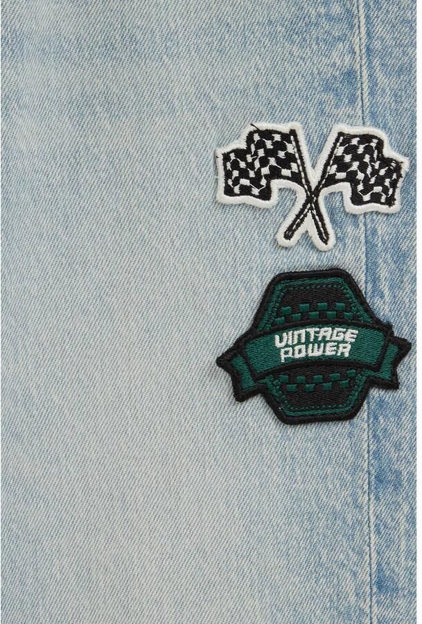 WE Fashion Bad Boys junior wide leg jeans met patches light blue denim Effen - Foto 2