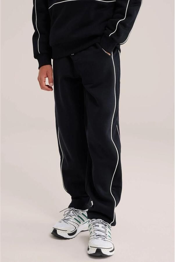 WE Fashion Bad Boys loose fit joggingbroek zwart Jongens Sweat Effen