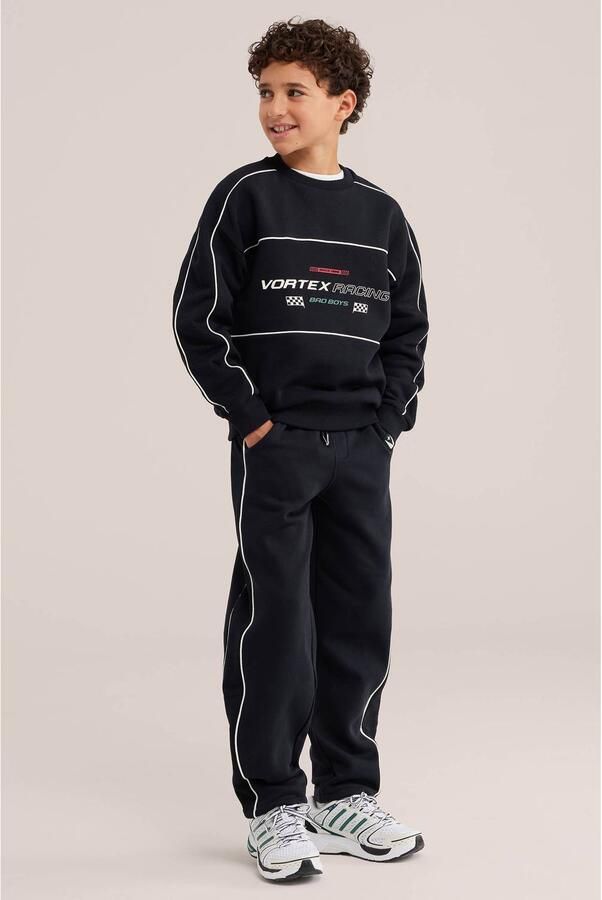 WE Fashion Bad Boys loose fit joggingbroek zwart Jongens Sweat Effen - Foto 2