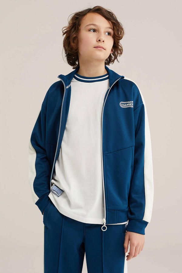 WE Fashion Bad Boys sweatvest donkerblauw