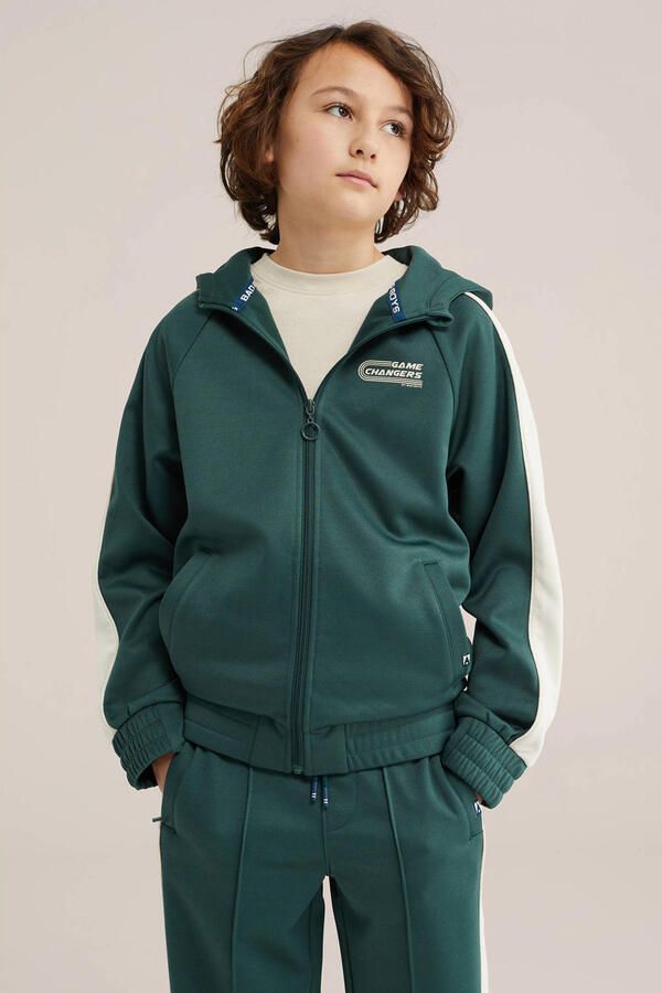 WE Fashion Bad Boys sweatvest donkergroen