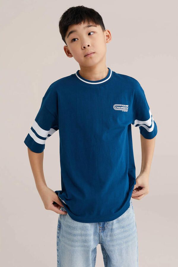 WE Fashion Bad Boys T-shirt met backprint blauw