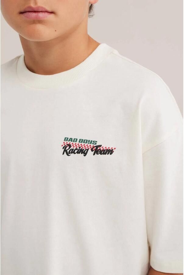 WE Fashion Bad Boys T-shirt met print off-white Wit Jongens Katoen Ronde hals Printopdruk - Foto 2