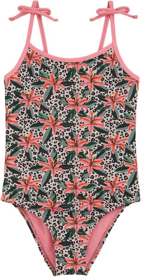 WE Fashion badpak met bloemdessin roze multicolor