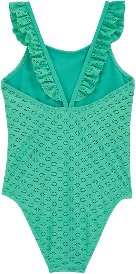WE Fashion badpak met ruches groen