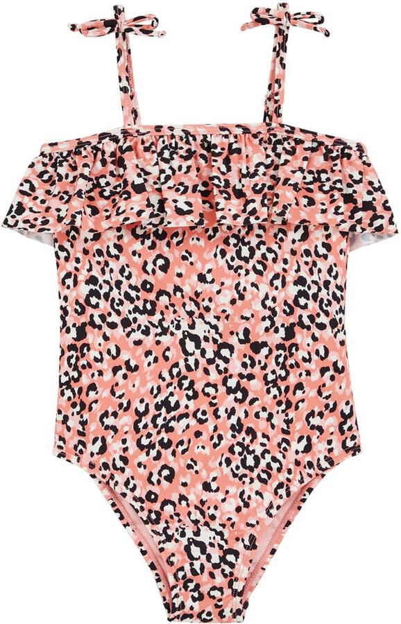 WE Fashion badpak met ruches lichtroze wit zwart - Foto 1