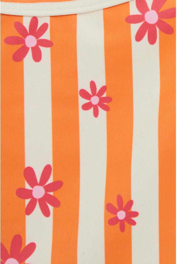 WE Fashion badpak met ruches oranje wit roze - Foto 2