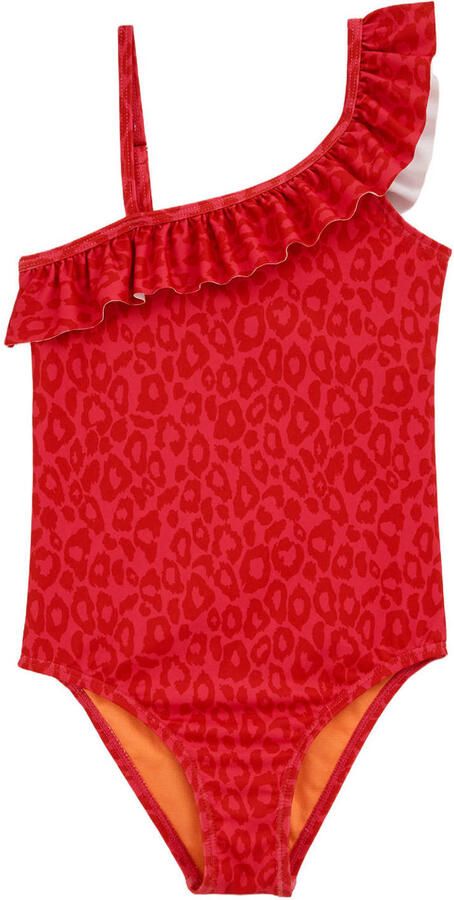 WE Fashion badpak met ruches rood