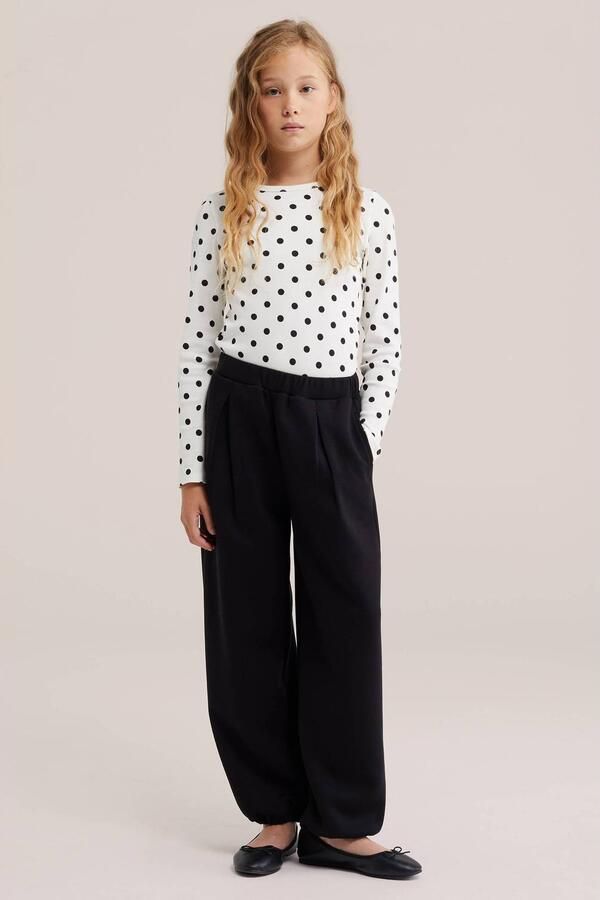 WE Fashion ballon joggingbroek zwart Meisjes Polyester Effen