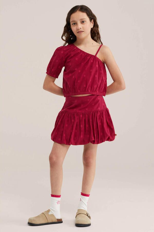 WE Fashion ballonrok met stippen rood - Foto 2
