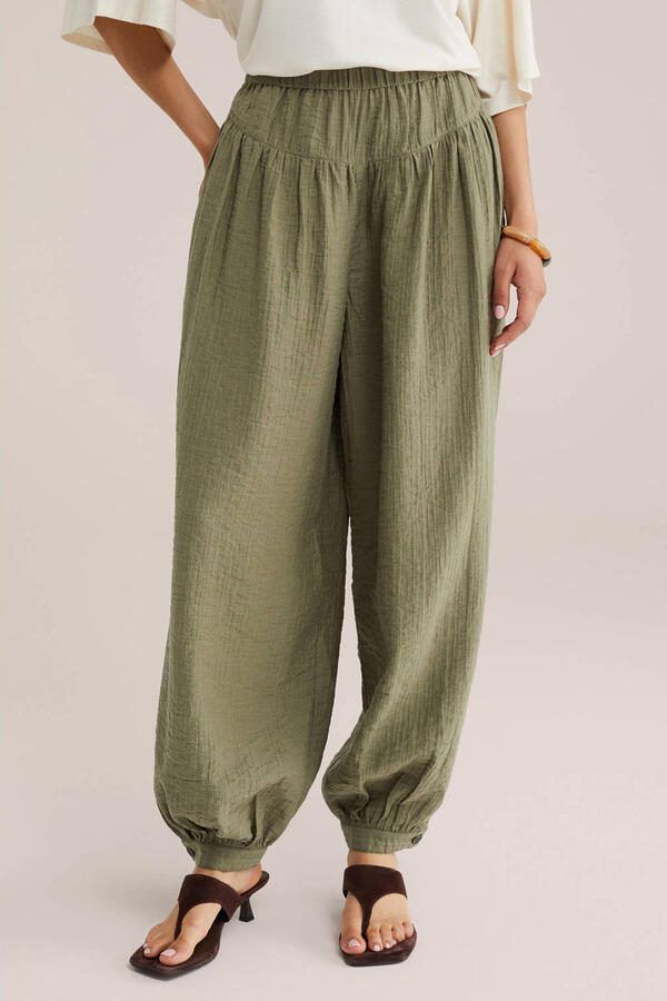 WE Fashion barrel high waist broek groen