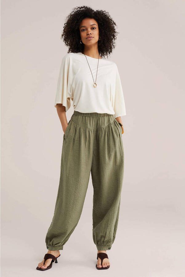 WE Fashion barrel high waist broek groen - Foto 2