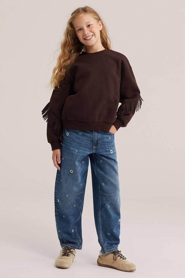 WE Fashion Blue Ridge barrel jeans met studs easy blue denim Blauw Effen - Foto 2