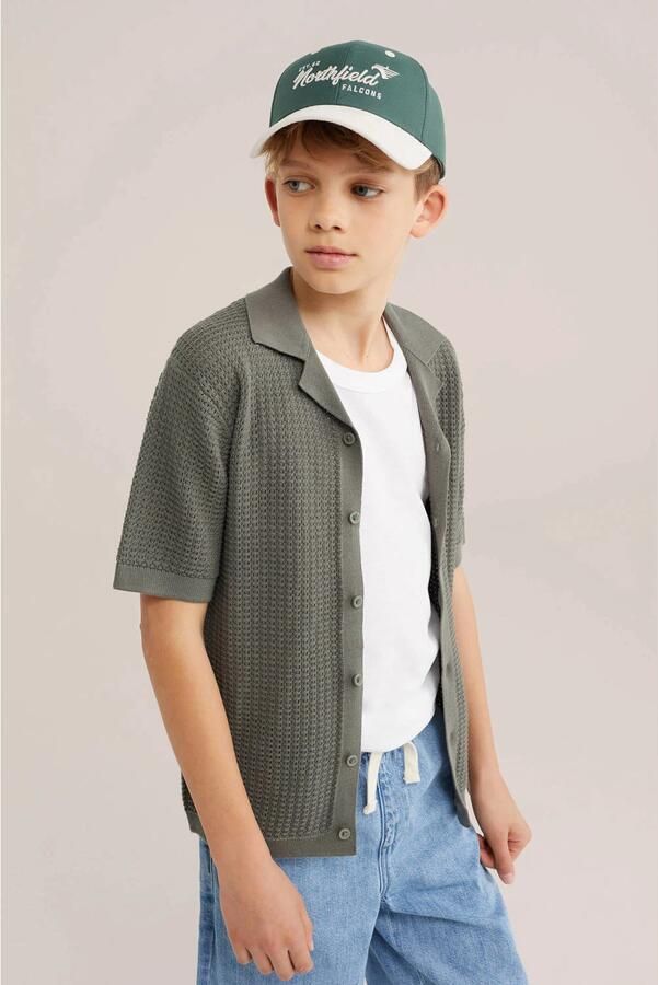 WE Fashion baseball cap donkergroen ecru
