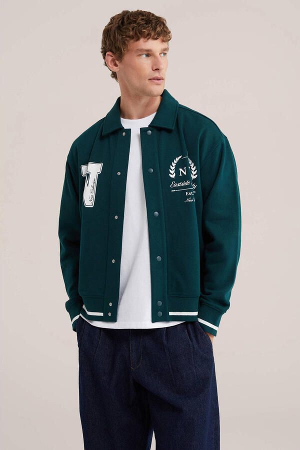 WE Fashion baseball jacket met backprint kale