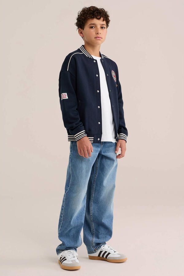 WE Fashion baseball jacket met patches donkerblauw - Foto 2