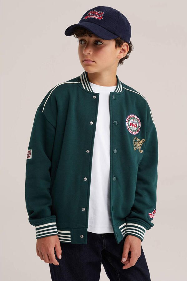 WE Fashion baseballjack met patches groen