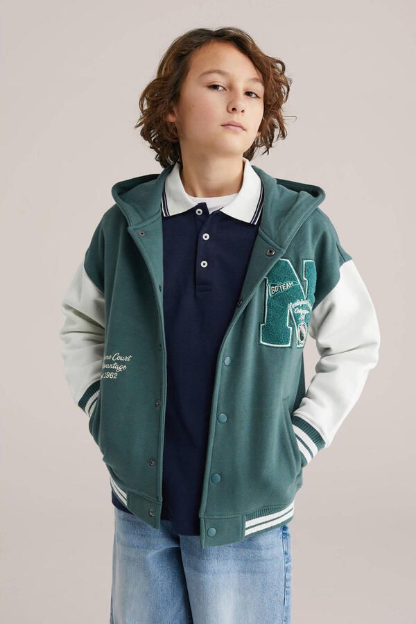 WE Fashion baseballvest groen wit
