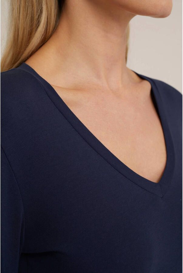WE Fashion basic longsleeve met katoen donkerblauw - Foto 2