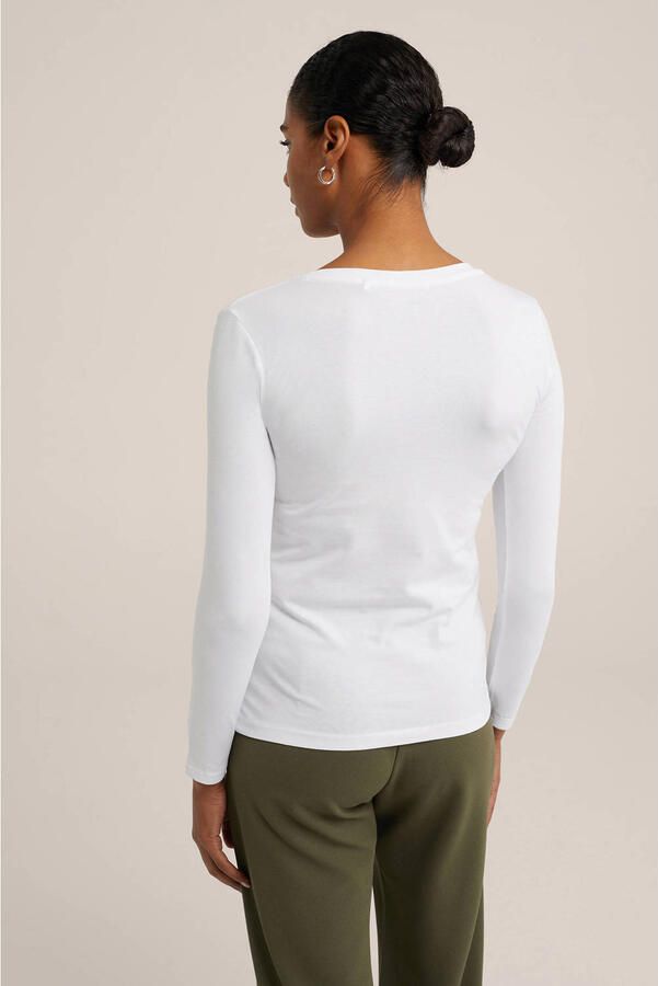 WE Fashion basic longsleeve met katoen wit - Foto 2