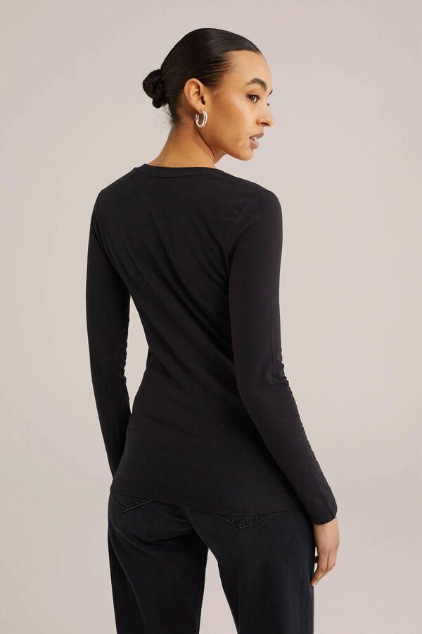 WE Fashion basic longsleeve met katoen zwart