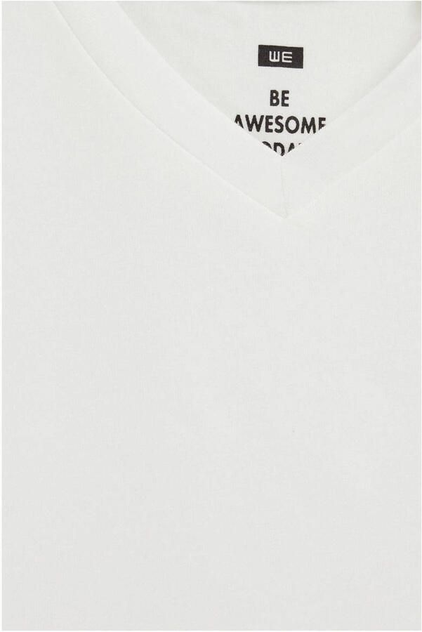 WE Fashion basic longsleeve wit Jongens Stretchkatoen V-hals Effen 110 116 - Foto 3