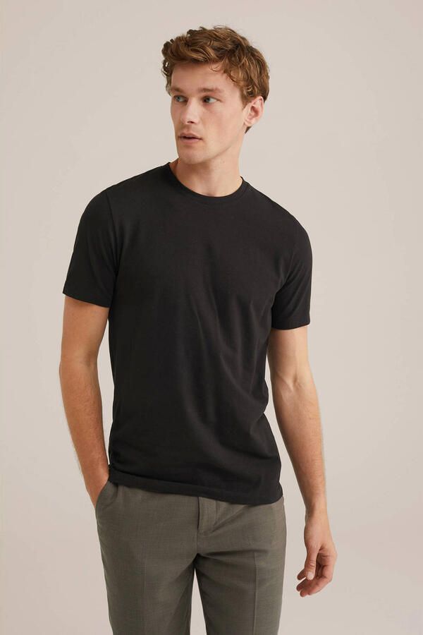 WE Fashion basic slim fit T-shirt black uni